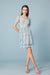 Beautiful Short Sleeves Aline Formal Lace Dress Knee Length Sky Blue Party Dress - Dresses