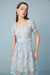 Beautiful Short Sleeves Aline Formal Lace Dress Knee Length Sky Blue Party Dress - Dresses