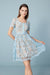 Beautiful Short Sleeves Aline Formal Lace Dress Knee Length Sky Blue Party Dress - Dresses