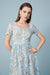Beautiful Short Sleeves Aline Formal Lace Dress Knee Length Sky Blue Party Dress - Dresses