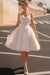 Beautiful Sleeveless Tulle Aline Wedding Dress Short with Lace Appliques