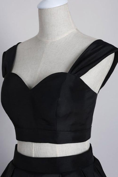 Best Fascinating Two Pieces Off Shoulder Navy Blue Homecoming Dresses Short Prom Gowns - Prom Dresses