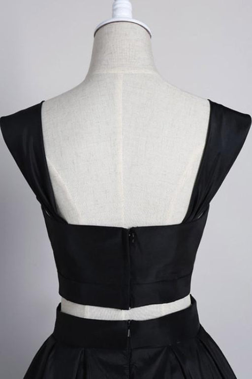 Best Fascinating Two Pieces Off Shoulder Navy Blue Homecoming Dresses Short Prom Gowns - Prom Dresses