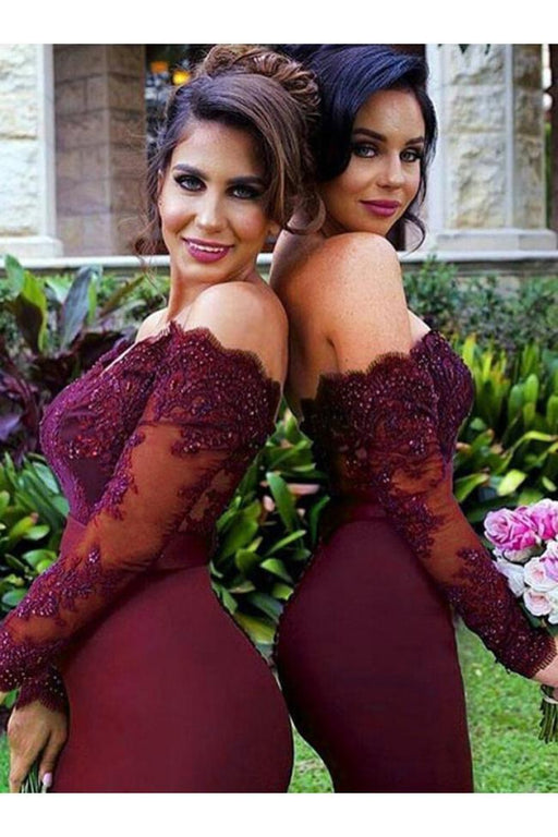 Best Glorious Beautiful Mermaid Off-the-Shoulder Long Sleeves Bridesmaid/Prom Dress with Lace Appliques - Prom Dresses