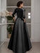V-Neck A-Line Princess Floor-Length Mother of the Bride Dress with 3/4 Sleeves Appliques and Beading