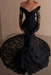 Black Off-the-Shoulder Lace Mermaid Wedding Dress with Long Sleeves