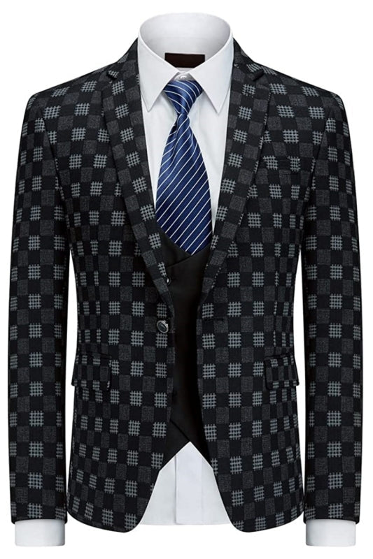 Dark Gray Plaid 3 Pieces Slim Fit Custom Business Suit by Barlow Fashion
