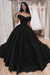 Black Ball Gown Off the Shoulder with Lace Appliques Gorgeous Wedding Dress - Wedding Dresses