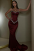 Burgundy Beaded Straps Prom Dress with Long Sweetheart Formal Dress