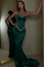 Emerald Green Beaded Straps Prom Dress with Long Sweetheart Formal Dress