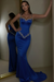 Royal Blue Beaded Straps Prom Dress with Long Sweetheart Formal Dress