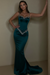Turquoise Beaded Straps Prom Dress with Long Sweetheart Formal Dress