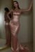 Rose Gold Beaded Straps Prom Dress with Long Sweetheart Formal Dress