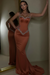 Terracotta Beaded Straps Prom Dress with Long Sweetheart Formal Dress