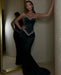 Black Beaded Straps Prom Dress with Long Sweetheart Formal Dress