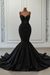 Black Charming Sleeveless Spaghetti Straps Mermaid Wedding Dress with Ruffles - wedding dress