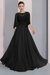 Black Floor-Length A-Line Mother of the Bride Dress with Princess Scoop Neckline