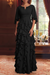 Black Chiffon Mother of the Bride Dress Flutter Sleeves with Cascading Ruffles