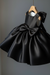 Black Cute Satin Princess Ball Gown Mini Flower Girl Dresses with Bow