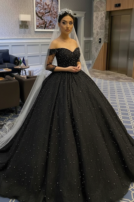 Black Ball Gown Wedding Dress