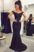 Black Elegant Off-the-Shoulder Mermaid Lace Beadings Long Evening Dress - Prom Dresses