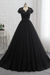 Black Elegant Short Sleeves Lace Beaded Tulle Wedding Dresses - wedding dresses