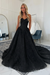 Black Elegant Sweetheart Tulle Aline Wedding Dress with Appliques