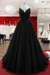 Black Elegant Lace A-line Wedding Dress with V-neck Spaghetti Straps