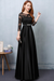 Black Evening Dress Satin Prom Dress Lace Applique Wedding Guest Dresses Sash A Line Maxi Mother's Dress wedding guest dress