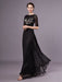 Black Evening Dresses Half Sleeves Lace Beading Chiffon Long Formal Gowns wedding guest dress