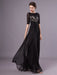 Black Evening Dresses Half Sleeves Lace Beading Chiffon Long Formal Gowns wedding guest dress