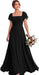 Bridelily Women's Flutter Sleeves Bridesmaid Dresses Square Neck Chiffon Maxi Dres - Black
