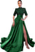 Emerald Green Half Sleeves Mermaid Prom Dress with Slit