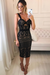 Black Sexy Sheath Knee Length Homecoming Straps Lace Short Prom Dresses - Prom Dresses