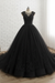 Black Lace-Up Tulle Ball Gown Wedding Dresses - wedding dresses