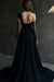 Black Long Sleeve Prom Dress V-Neck with Lace Appliques