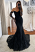 Black Long Sleeves Mermaid Wedding Dress Lace with Off Shoulder