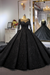 Black Luxury O-Neck Long Sleeves Lace- Up Ball Gown wedding Dresses - wedding dresses