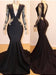 Black Mermaid Evening Gown with Long Sleeves