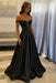 Black Off-the-Shoulder A-line Evening Dress Lace Prom Dress Long