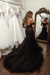 Black Off the Shoulder Mermaid Lace Long Tulle Wedding Dress - Wedding Dresses