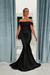 Black Classy Off-the-Shoulder Ruched Floor-length Mermaid Wedding Dresses - Wedding Dresses