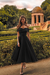 Black Off-the-Shoulder Tea Length Aline Wedding Dress Tulle Vintage Bridal Dress