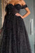 Black Off-the-Shoulder Sweetheart A-Line Tulle Beaded Prom Dress