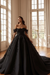 Black Beautiful Off-the-Shoulder Aline Wedding Dress Lace Appliques Ball Gown