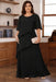 Black Plus Size Ruffles Chiffon Mother of the Bride Dress Scoop Neck with Half Sleeves