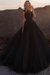 Black wedding dresses princess jewel neck sleeveless lace tulle bridal gowns