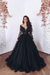 Black Romantic Long Sleeves Appliques Ruffles Wedding Dresses - wedding dresses