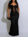 Black Sequin Prom Dress with Sleeveless V Neck and Long Evening Gown