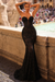 Black Sexy Sleeveless Deep V-Neck Mermaid Beaded Appliques Lace Prom Dress